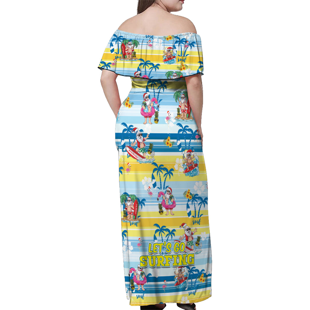 surfing-christmas-family-matching-off-shoulder-maxi-dress-and-hawaiian-shirt-tropical-santa-lets-go-surfing