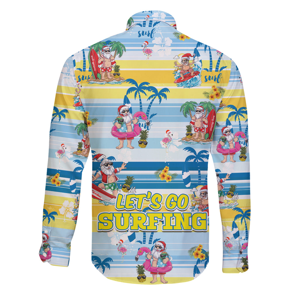 surfing-christmas-family-matching-off-shoulder-short-dress-and-hawaiian-shirt-tropical-santa-lets-go-surfing