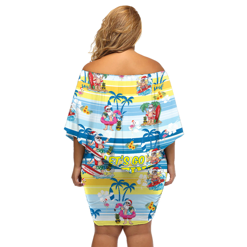 surfing-christmas-family-matching-off-shoulder-short-dress-and-hawaiian-shirt-tropical-santa-lets-go-surfing