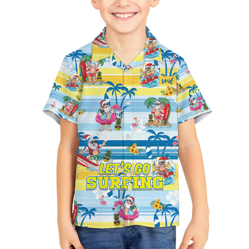 surfing-christmas-family-matching-off-shoulder-short-dress-and-hawaiian-shirt-tropical-santa-lets-go-surfing