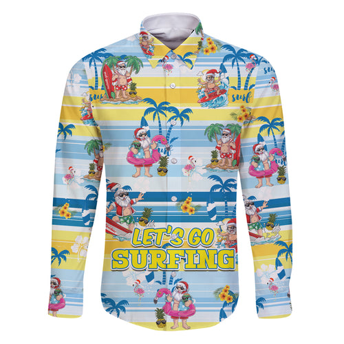 surfing-christmas-family-matching-puletasi-dress-and-hawaiian-shirt-tropical-santa-lets-go-surfing