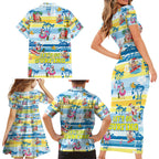 surfing-christmas-family-matching-short-sleeve-bodycon-dress-and-hawaiian-shirt-tropical-santa-lets-go-surfing