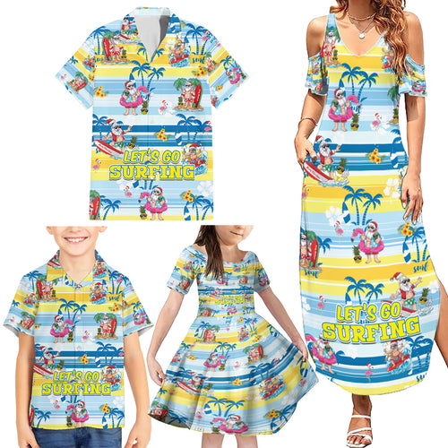surfing-christmas-family-matching-summer-maxi-dress-and-hawaiian-shirt-tropical-santa-lets-go-surfing