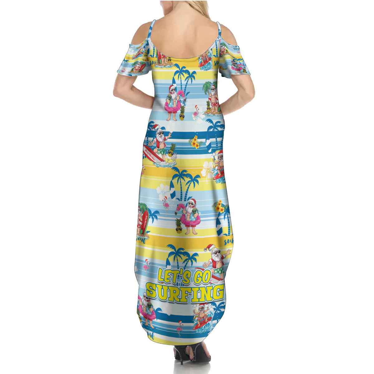 surfing-christmas-family-matching-summer-maxi-dress-and-hawaiian-shirt-tropical-santa-lets-go-surfing