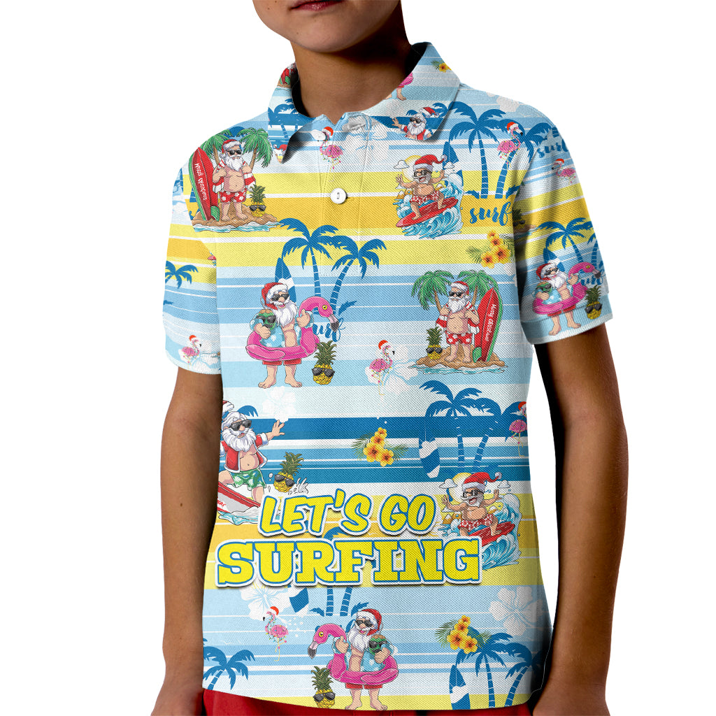 surfing-christmas-kid-polo-shirt-tropical-santa-lets-go-surfing