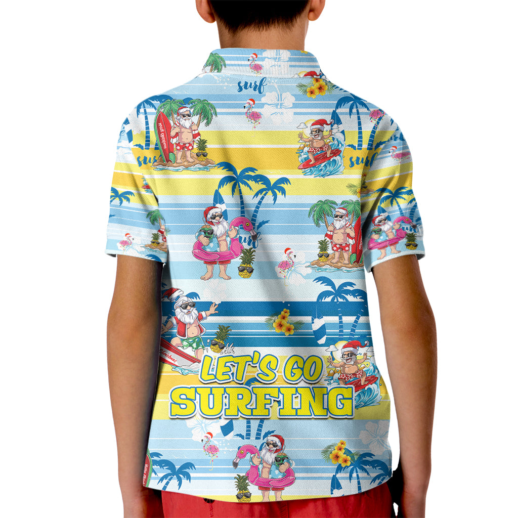 surfing-christmas-kid-polo-shirt-tropical-santa-lets-go-surfing
