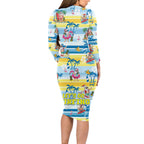 surfing-christmas-long-sleeve-bodycon-dress-tropical-santa-lets-go-surfing