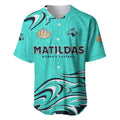 Personalised Australia Soccer Matildas Baseball Jersey Kangaroo Tornado Turquoise DT02