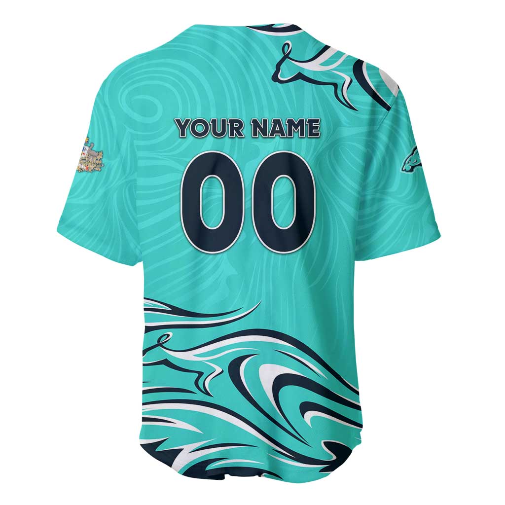 Personalised Australia Soccer Matildas Baseball Jersey Kangaroo Tornado Turquoise DT02