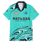 Personalised Australia Soccer Matildas Family Matching Mermaid Dress and Hawaiian Shirt Kangaroo Tornado Turquoise DT02