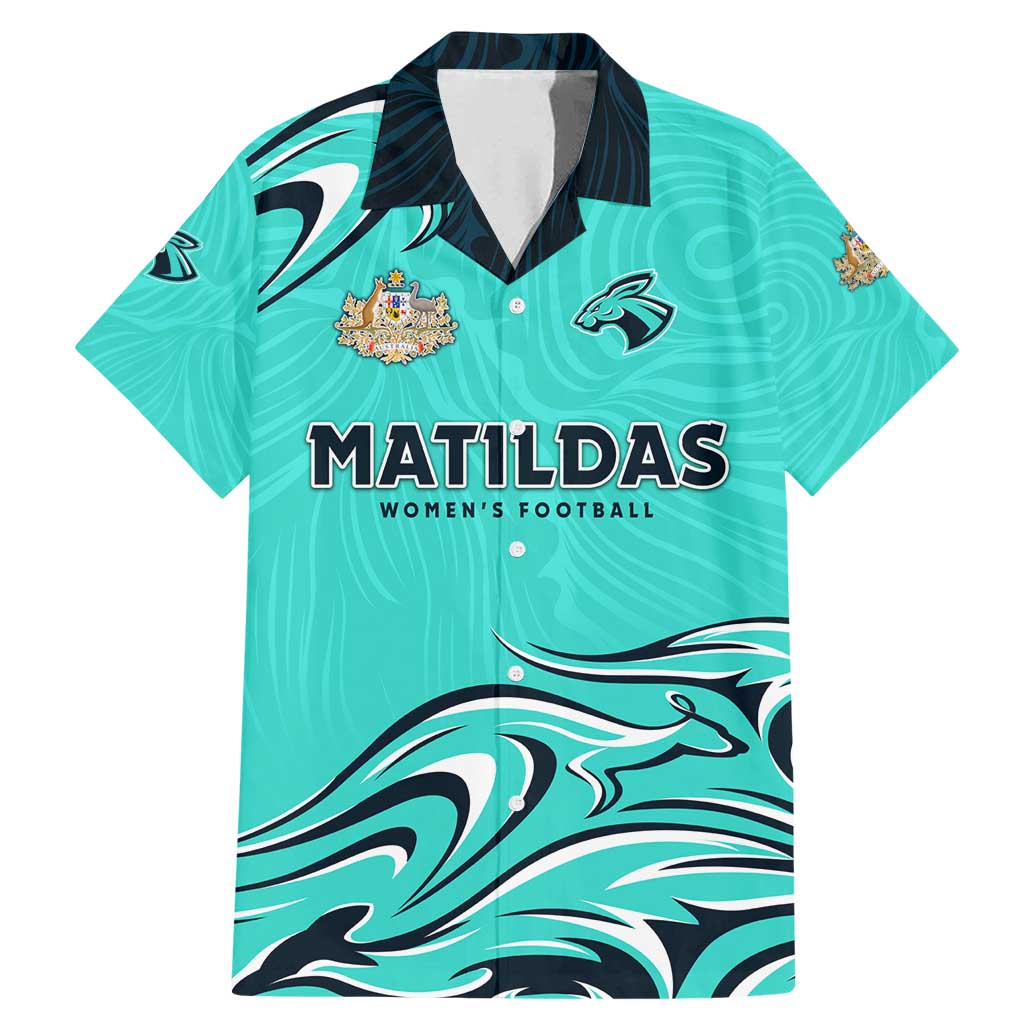Personalised Australia Soccer Matildas Family Matching Mermaid Dress and Hawaiian Shirt Kangaroo Tornado Turquoise DT02