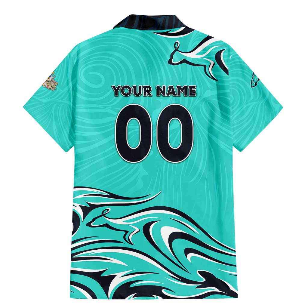 Personalised Australia Soccer Matildas Family Matching Mermaid Dress and Hawaiian Shirt Kangaroo Tornado Turquoise DT02