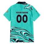 Personalised Australia Soccer Matildas Family Matching Short Sleeve Bodycon Dress and Hawaiian Shirt Kangaroo Tornado Turquoise DT02