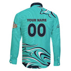Personalised Australia Soccer Matildas Family Matching Summer Maxi Dress and Hawaiian Shirt Kangaroo Tornado Turquoise DT02