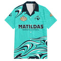 Personalised Australia Soccer Matildas Family Matching Tank Maxi Dress and Hawaiian Shirt Kangaroo Tornado Turquoise DT02