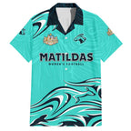 Personalised Australia Soccer Matildas Hawaiian Shirt Kangaroo Tornado Turquoise DT02