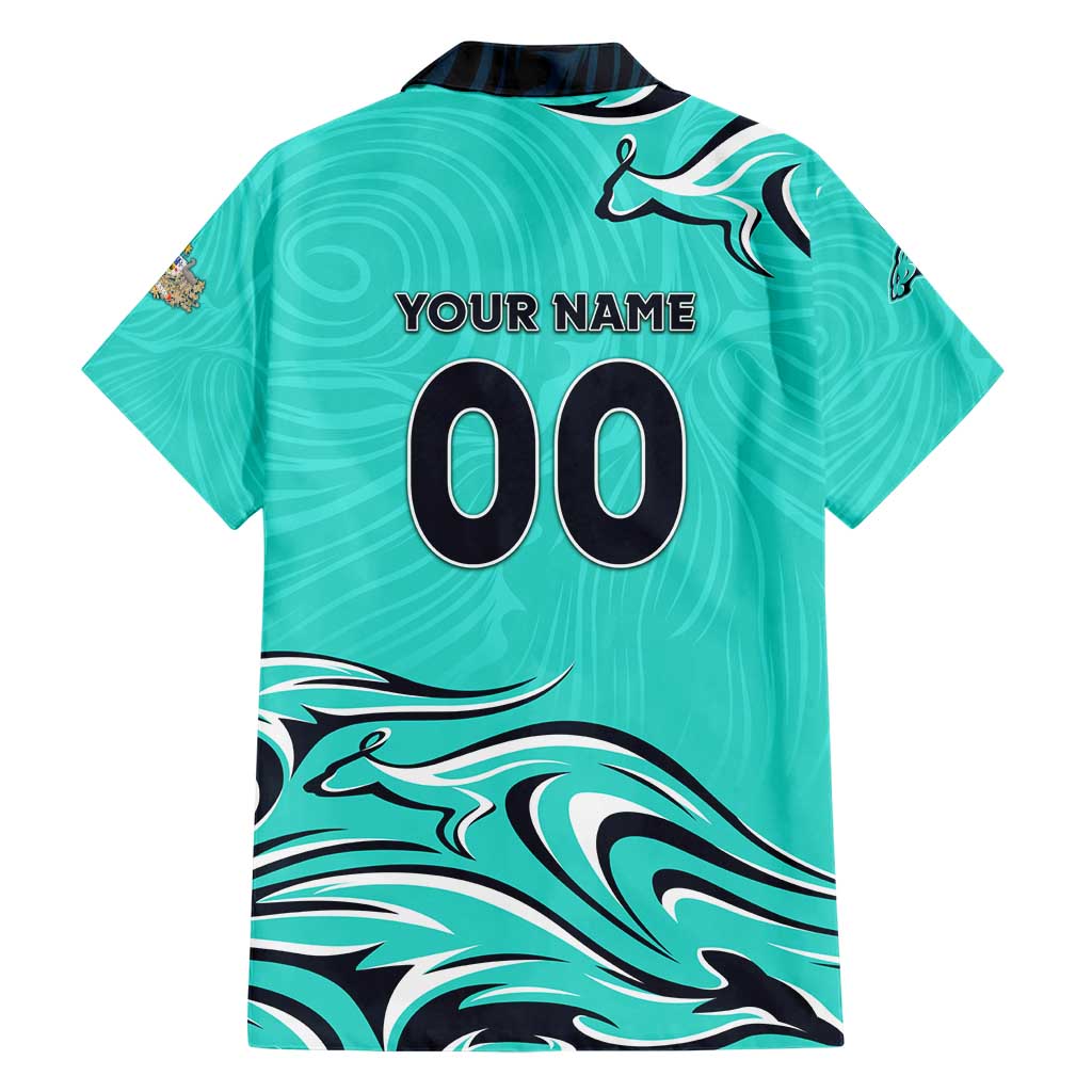 Personalised Australia Soccer Matildas Hawaiian Shirt Kangaroo Tornado Turquoise DT02
