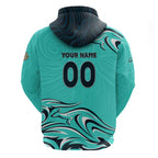 Personalised Australia Soccer Matildas Hoodie Kangaroo Tornado Turquoise DT02