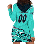 Personalised Australia Soccer Matildas Hoodie Dress Kangaroo Tornado Turquoise DT02