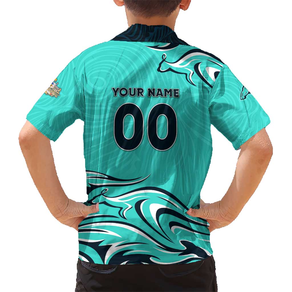 Personalised Australia Soccer Matildas Kid Hawaiian Shirt Kangaroo Tornado Turquoise DT02