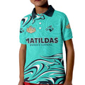 Personalised Australia Soccer Matildas Kid Polo Shirt Kangaroo Tornado Turquoise DT02