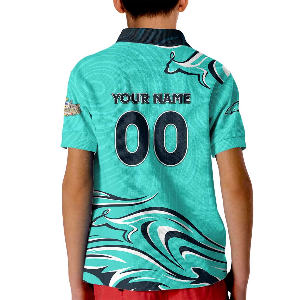 Personalised Australia Soccer Matildas Kid Polo Shirt Kangaroo Tornado Turquoise DT02
