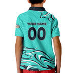 Personalised Australia Soccer Matildas Kid Polo Shirt Kangaroo Tornado Turquoise DT02
