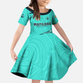 Personalised Australia Soccer Matildas Kid Short Sleeve Dress Kangaroo Tornado Turquoise DT02