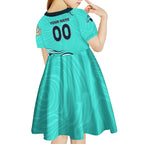 Personalised Australia Soccer Matildas Kid Short Sleeve Dress Kangaroo Tornado Turquoise DT02