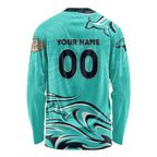 Personalised Australia Soccer Matildas Long Sleeve Shirt Kangaroo Tornado Turquoise DT02