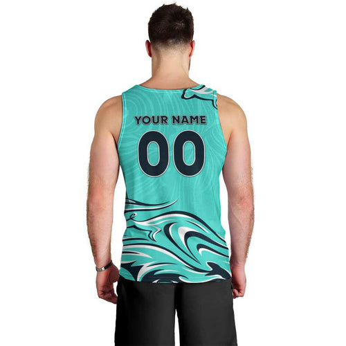 Personalised Australia Soccer Matildas Men Tank Top Kangaroo Tornado Turquoise DT02