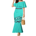 Personalised Australia Soccer Matildas Mermaid Dress Kangaroo Tornado Turquoise DT02