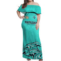Personalised Australia Soccer Matildas Off Shoulder Maxi Dress Kangaroo Tornado Turquoise DT02