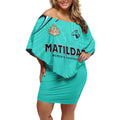 Personalised Australia Soccer Matildas Off Shoulder Short Dress Kangaroo Tornado Turquoise DT02