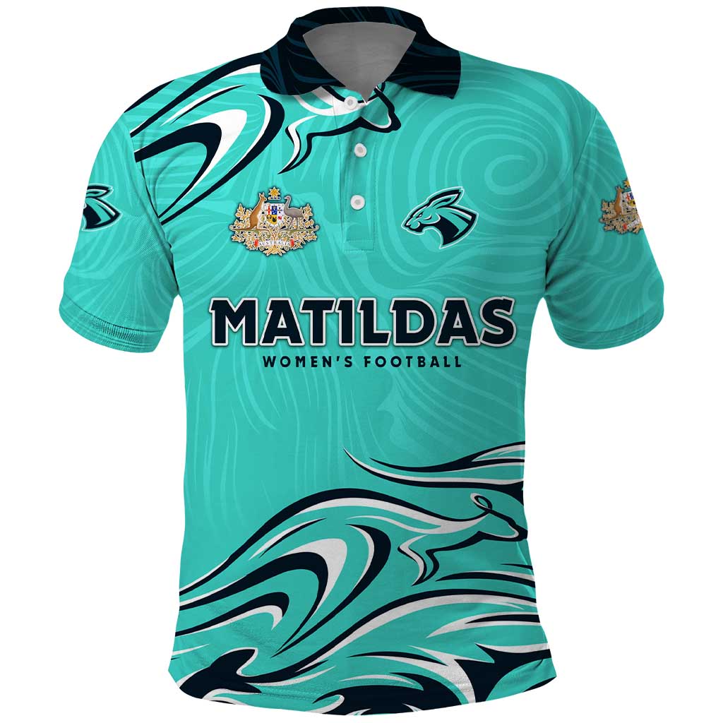 Personalised Australia Soccer Matildas Polo Shirt Kangaroo Tornado Turquoise DT02