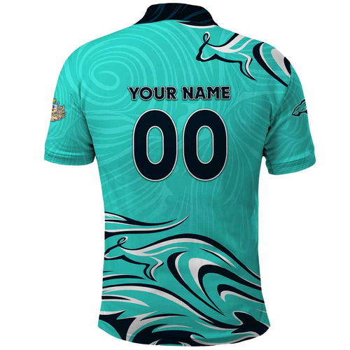 Personalised Australia Soccer Matildas Polo Shirt Kangaroo Tornado Turquoise DT02