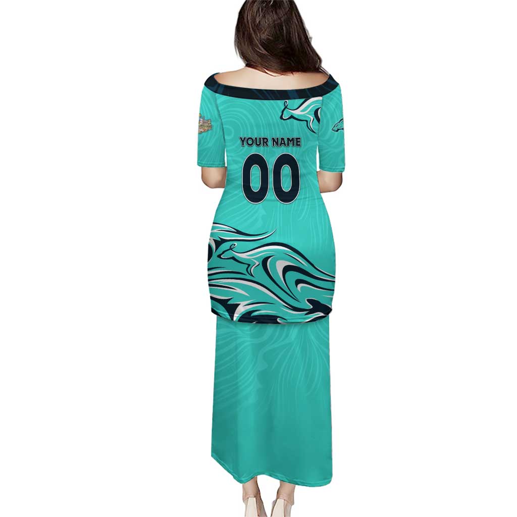 Personalised Australia Soccer Matildas Puletasi Kangaroo Tornado Turquoise DT02