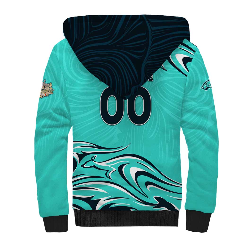Personalised Australia Soccer Matildas Sherpa Hoodie Kangaroo Tornado Turquoise DT02