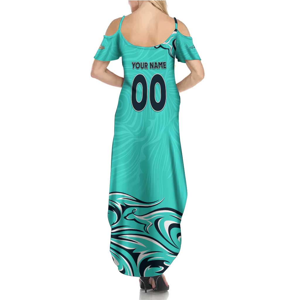 Personalised Australia Soccer Matildas Summer Maxi Dress Kangaroo Tornado Turquoise DT02
