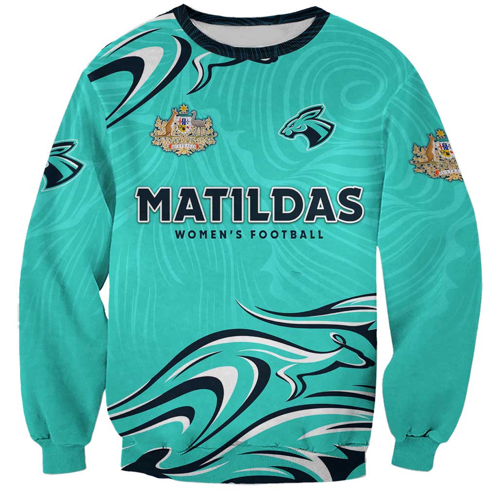Personalised Australia Soccer Matildas Sweatshirt Kangaroo Tornado Turquoise DT02