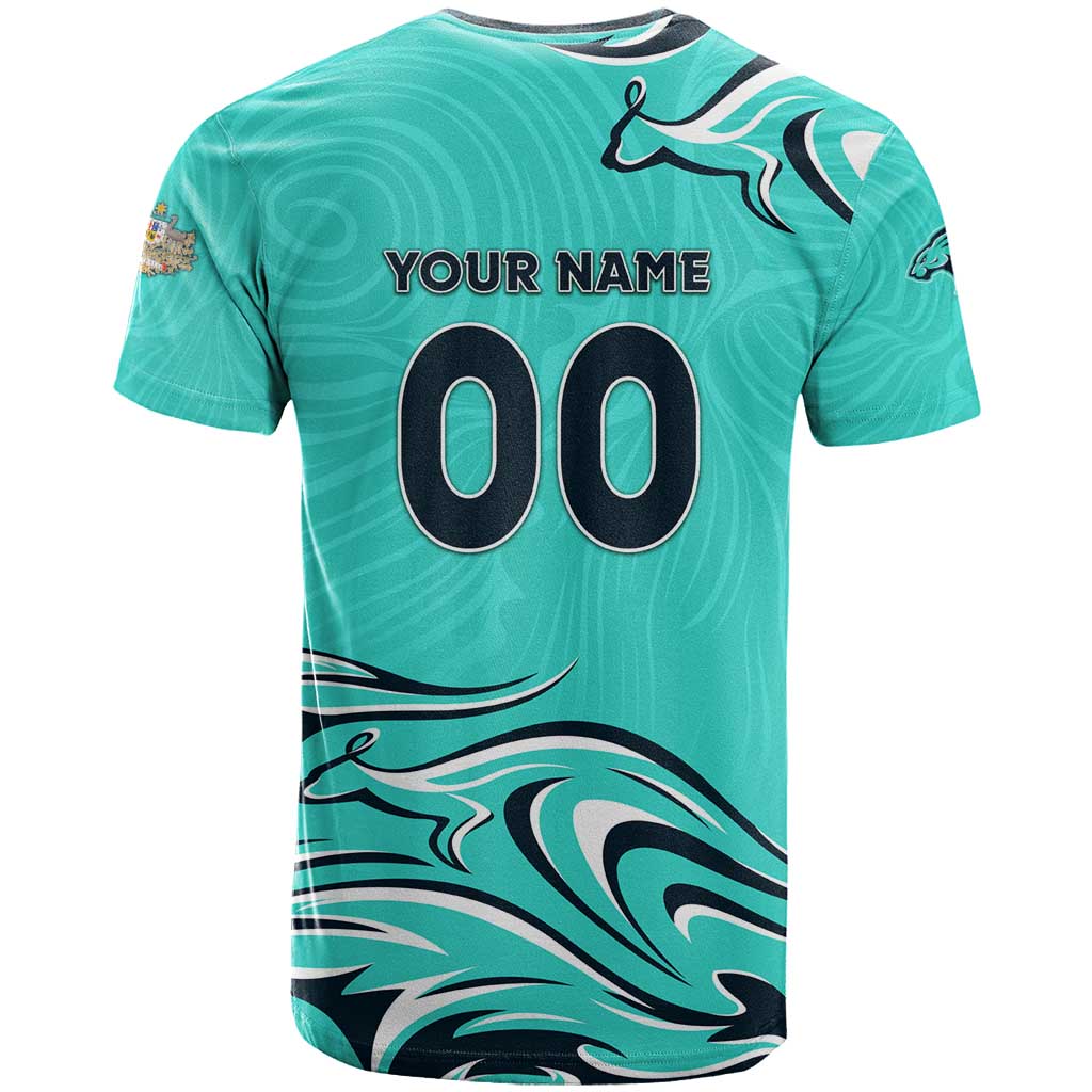 Personalised Australia Soccer Matildas T Shirt Kangaroo Tornado Turquoise DT02