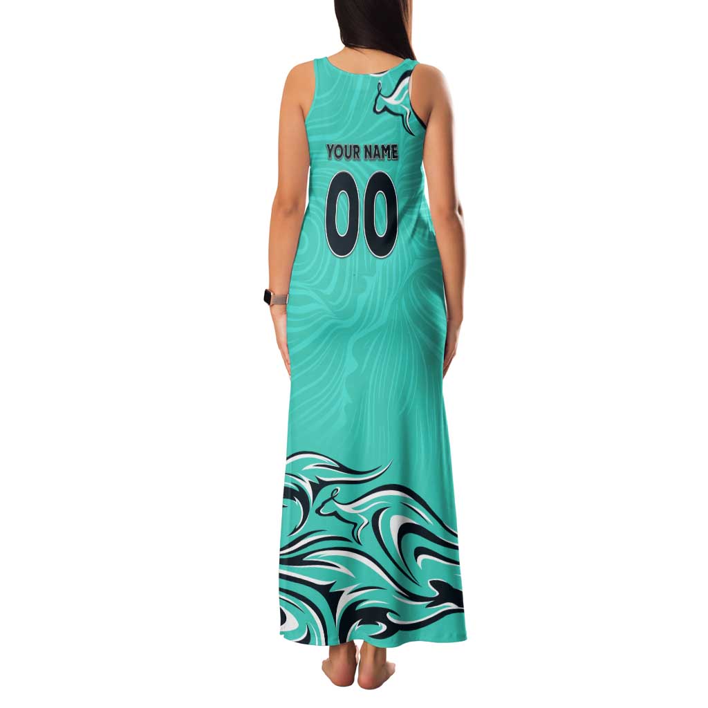 Personalised Australia Soccer Matildas Tank Maxi Dress Kangaroo Tornado Turquoise DT02