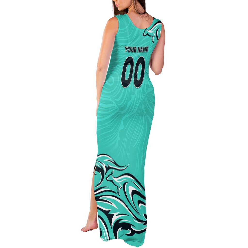 Personalised Australia Soccer Matildas Tank Maxi Dress Kangaroo Tornado Turquoise DT02
