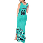 Personalised Australia Soccer Matildas Tank Maxi Dress Kangaroo Tornado Turquoise DT02