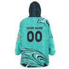 Personalised Australia Soccer Matildas Wearable Blanket Hoodie Kangaroo Tornado Turquoise DT02