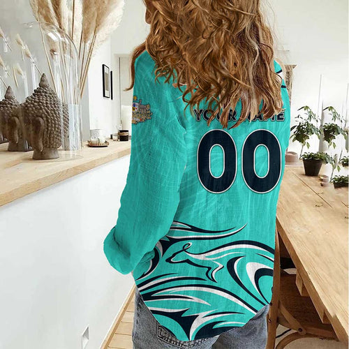 Personalised Australia Soccer Matildas Women Casual Shirt Kangaroo Tornado Turquoise DT02