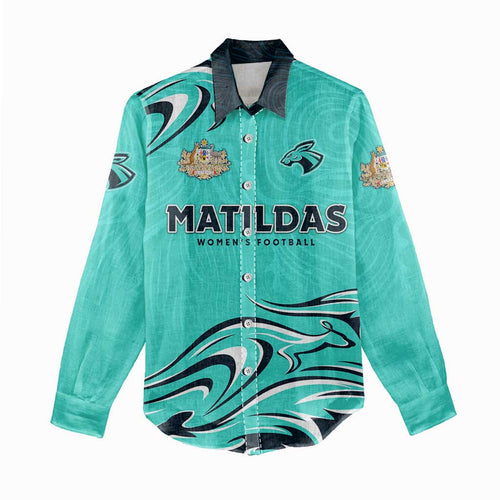 Personalised Australia Soccer Matildas Women Casual Shirt Kangaroo Tornado Turquoise DT02