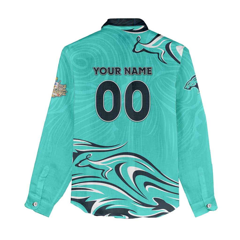 Personalised Australia Soccer Matildas Women Casual Shirt Kangaroo Tornado Turquoise DT02