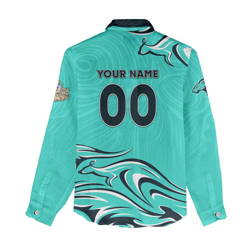 Personalised Australia Soccer Matildas Women Casual Shirt Kangaroo Tornado Turquoise DT02