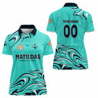 Personalised Australia Soccer Matildas Women Polo Shirt Kangaroo Tornado Turquoise DT02